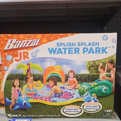 Banzai JR Splish Splash Water Park Inflatable Play Center Dolphin Rider Whale S 