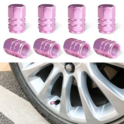 Ziciner 8 PCS Car Tire Valve Stem Caps, Aluminum Alloy Wheel 8 PCS, Pink 