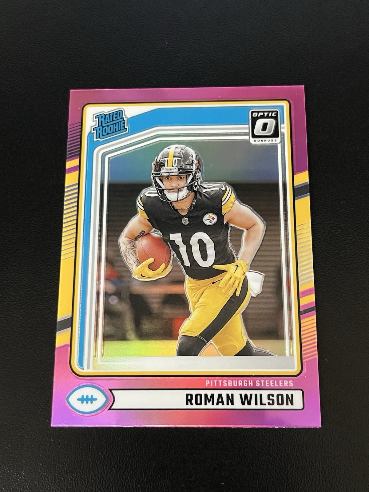 2024 Panini Donruss - Rated Rookie Roman Wilson #348 Optic Preview Pink Prizm RC