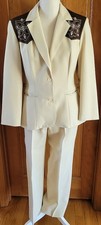 Vintage H Bar C California Ranchwear Western Pant Suit Women 12 Cream Brown Yoke