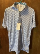 Collars  Co Dress Shirt Short Sleeve Mens M Moisture Wicking Blue Checker NWT