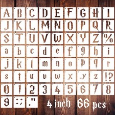 " 4 Inch Gothic Letter Stencils for Painting 66 Pcs Reusable Old English Stencil
