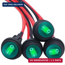 4Pcs 12V Waterproof Rocker Switch with Green LED Light and Detachable Wires