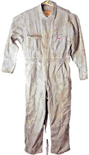 VTG JC PENNEY BIG MAC HICKORY Blue STRIPED Coveralls Long Sleeve Size L Distress
