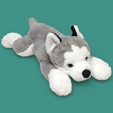 FAO Schwarz Adopt a Pets Grey  White Husky Plush Toy Stuffed Animal Friend 23"