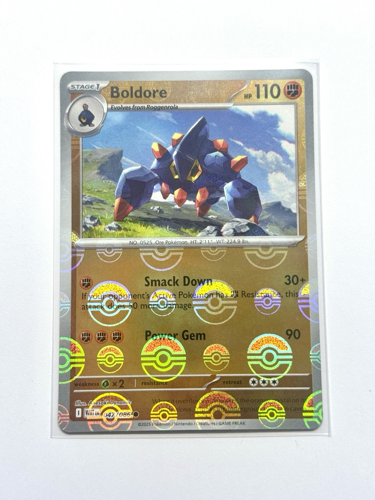 Pokémon Boldore Poke Ball Reverse 047/086 WHT White Flare NM