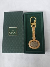 GUCCI GG Metal Key Rings Holder Old Vintage Swing Authentic Leather With Box