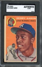 1954 Topps #128 Hank Aaron Rookie SGC Authentic Vintage HOF Baseball Card (0744)