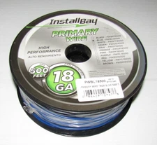 INSTALL BAY PWBL18500 - 18 GAUGE PRIMARY WIRE-  ALL COPPER OFC (BLUE) UNOPENED