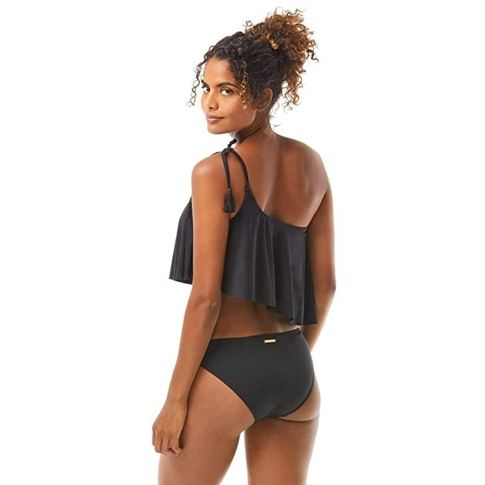 Camiseta Tankini Vince Camuto L101524 Negra Malla Recortes Un Hombro SOLO Talla S Foto 2 de 4