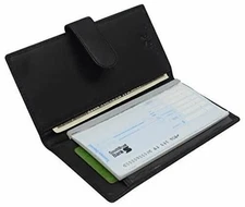 Real Leather Checkbook Cover RFID Wallets For Women Duplicate Check With Snap Cl