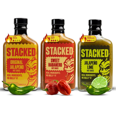Stacked Hot Sauce Variety Pack - Original Jalapeño, Sweet Habanero, and Jalapeño