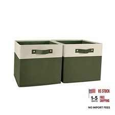 Two-Tone Folding Storage Bins - 2-pack of 10in Tall Cubes Olive