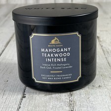Bath Body Works Mahogany Teakwood Intense 3-Wick Candle 14.5 oz White Barn