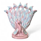 Vintage Royal HaegerPeacock Vase Pink Blue Pastel Art Pottery USA MCM  R453 Mint