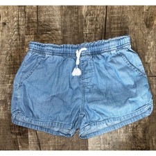 Gap Kids Girls Light Wash Denim Chambray Paperbag Waist Tassel Shorts Size L 10