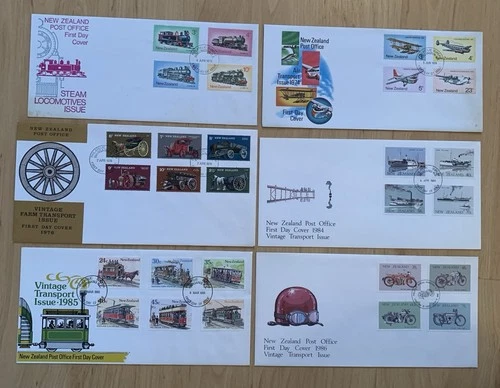 6 x New Zealand Transport FDC First Day Covers Vintage / Air / Farm Trasport