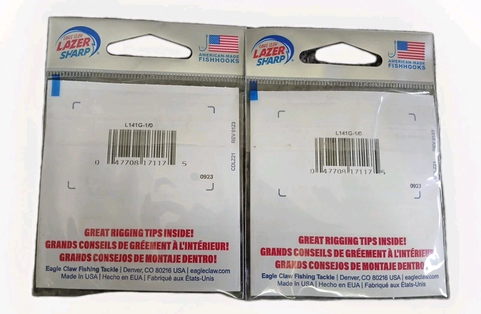 2 Packs Eagle Claw L141G-1/0 8ct Lazer Sharp Kahle Anzuelo All-purpose Bait Hook - Image 2 of 2