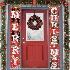 Merry Christmas Hanging Banner 72X12 - Tree Presents Snow Sign for Home Party...