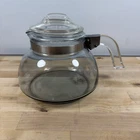 Vintage Pyrex Flameware Coffee Carafe Pot Kettle 7125 with Lid Blue Tint 2.5 Qts
