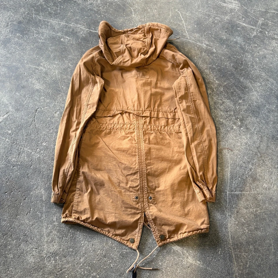 Chaqueta Parka Militar Garage Para Mujer XS Marrón Abrigo Utilitario Lona Exterior Con Capucha Foto 4 de 4