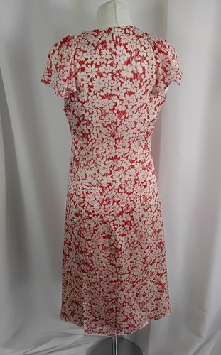 Burberry London Floral Silk V Neck Midi Dress Red Size UK 12 summer - Picture 3 of 20