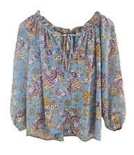 River Island Women's Floral Blouse. Size 10 Tie Neck Chiffon Top. Riverisland