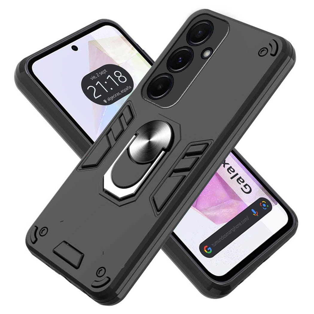Fodera Tough Armor Con Anello Girevole Nera Per Samsung Galaxy A35 5G