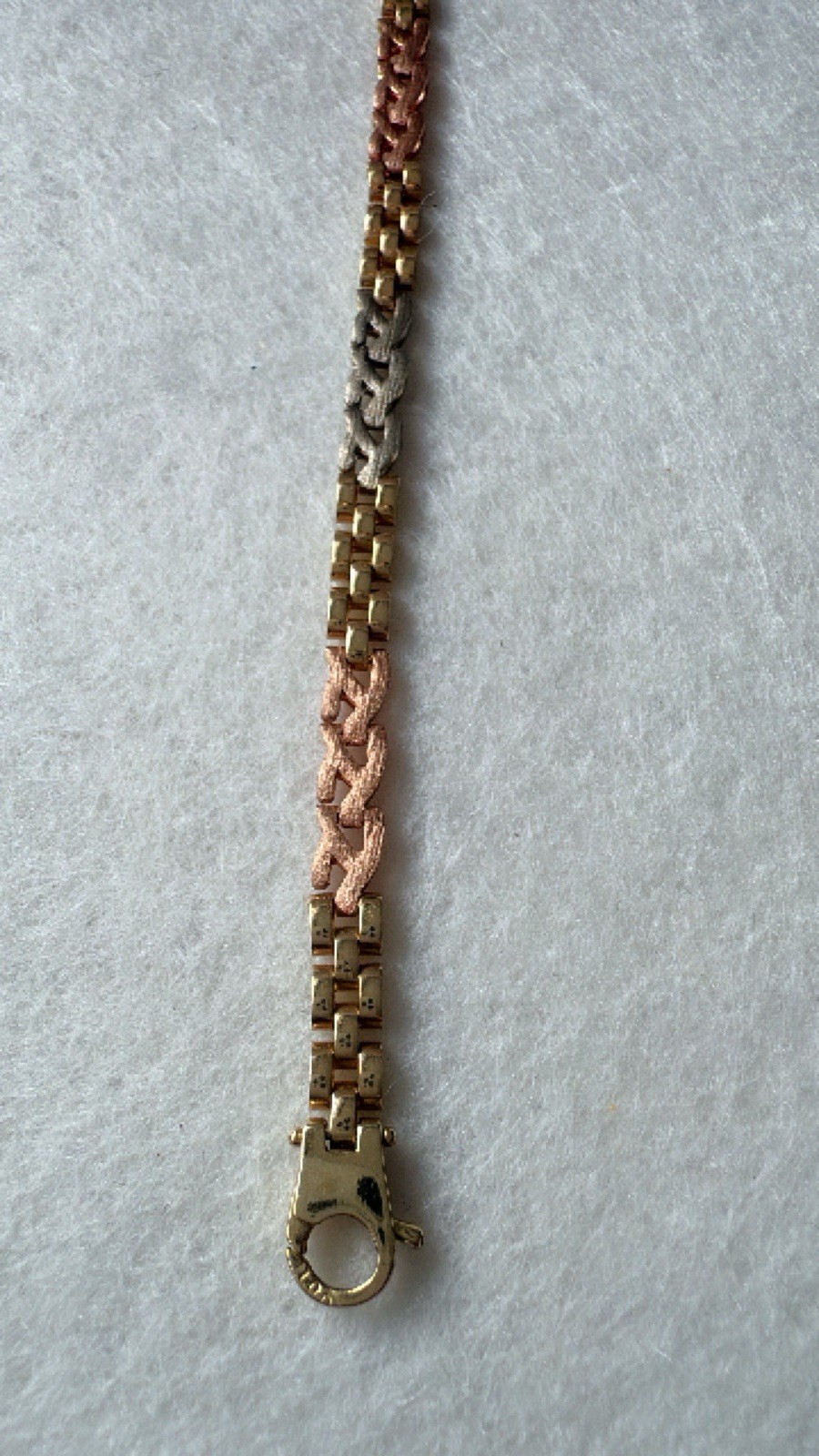 14K Italy Tri-Color Gold Bracelet-Vintage Cellini Jewellery Box-elegant