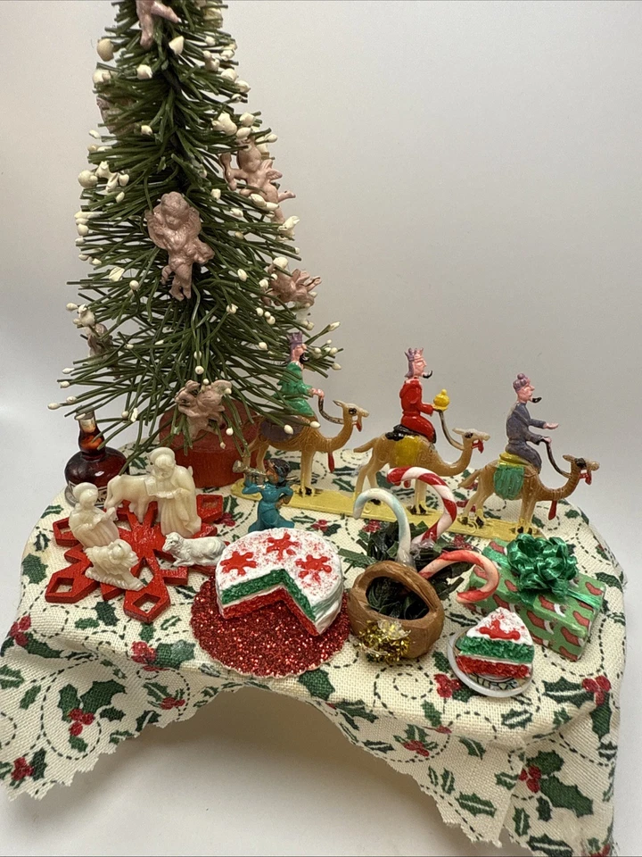 Artisan Made Christmas Holiday Table Dollhouse Miniature 1:12 Scale OOAK - Image 2 of 4