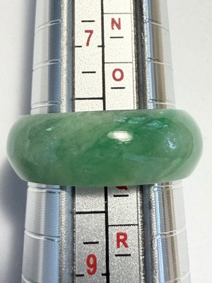 Vintage Chinese Natural Translucent Green Jadeite Jade Ring 7.75