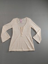 Wild Fable Women Dress L Off White Bell Sleeve Boho Mini Front Tie Summer Beach