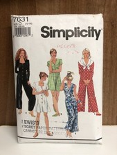 Vintage 1990’s Simplicity Women’s  Jumpsuit ,Playsuit Sewing Pattern 7631 S12-14