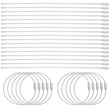 50pcs Wire Keychain Cable 8" Coated 1.5mm Stainless Steel Key Ring Silver