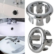 1/2/4Pcs Bathroom Basin Sink Overflow Ring Chrome Hole Cover Cap Inserts,Round.