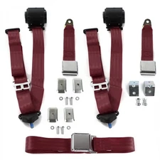  1968 - 1970 Airplane 3pt BURG Bench Seat Kit w/Brackets 3 Belts 