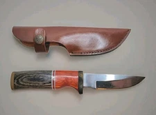 Fixed Blade 8 Inch Huning Knife With Sheath - Exotic Wood