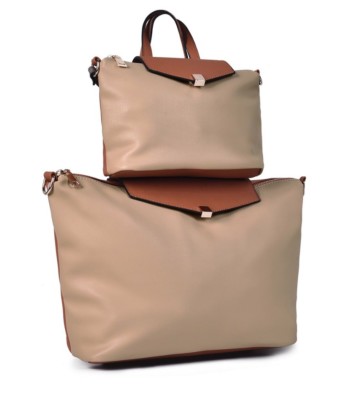 Crossbody Hobo Handbag & Large Travel Tote In Camel By Urban Duo - Set Of 2