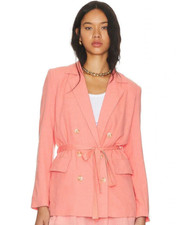 NWT- Free People 'Olivia' Linen-Blend Blazer Jacket, Strawberry Colada - XSmall