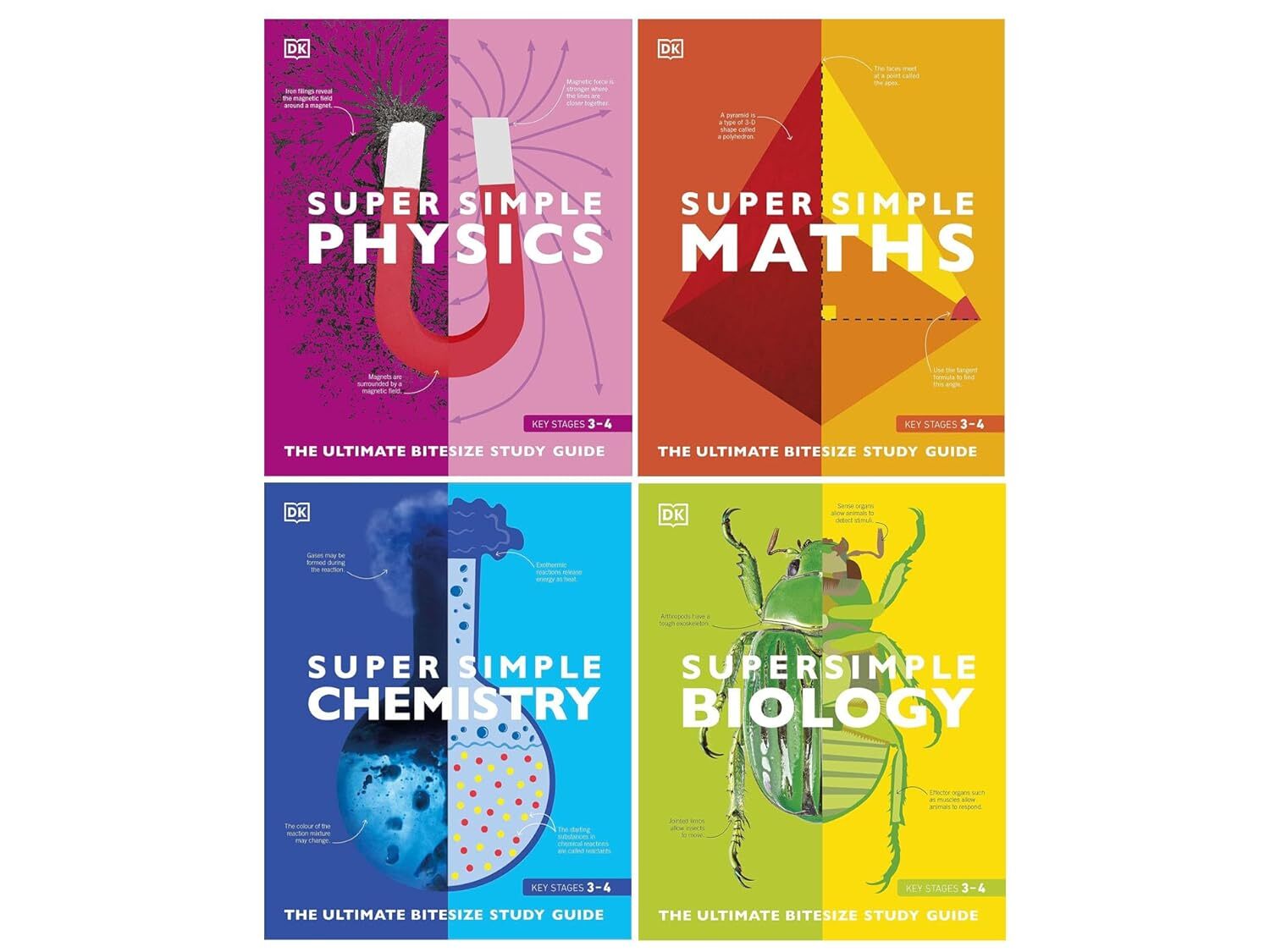 DK Super Simple Study Guide 4 Books Collection Set  Maths, Chemistry, Physics PB