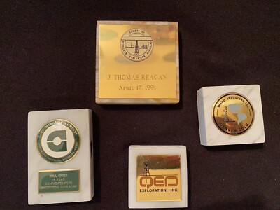 Lot Vtg Society of Petroleum Engineers QED Webb Oil Gas Exploration Paperweights