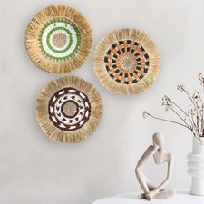 Raffia Grass Tassel Lace Wall Hanging Handmade Woven Boho Decor Wall Art UK