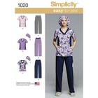 Simplicity Sewing Pattern 1020 Womens 20W -28W Easy Scrubs Top Pants and Cap