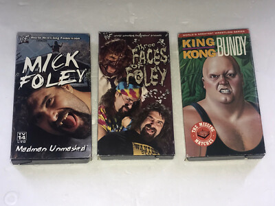 WWF WRESTLING VHS TAPE VIDEO LOT 3 MICK FOLEY FACES UNMASKED KING KONG BUNDY