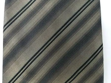 Dockers Necktie Tie Mens Brown Striped 100% Silk EUC