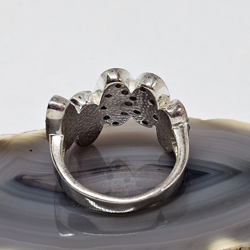 925 Sterling Silver Blue & White Crystal Pave Cocktail Ring Size 7 - Picture 5 of 14