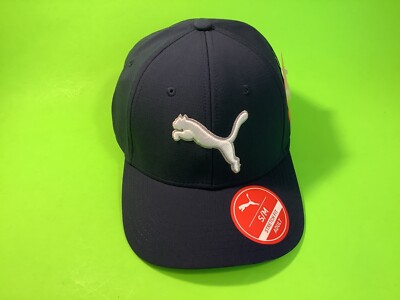 PUMA Stretch Fit Adult  Hat Size S/M Navy Blue w/White, Gray NEW