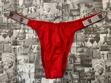 NWT Victoria's Secret Very Sexy VS Logo Shine Strap Brazilian Panty Red  XL