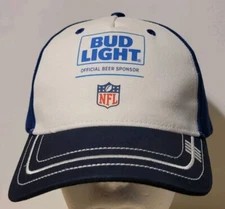 Bud Light Sponsor NFL Hat Blue White Strap Adjustable Cap 