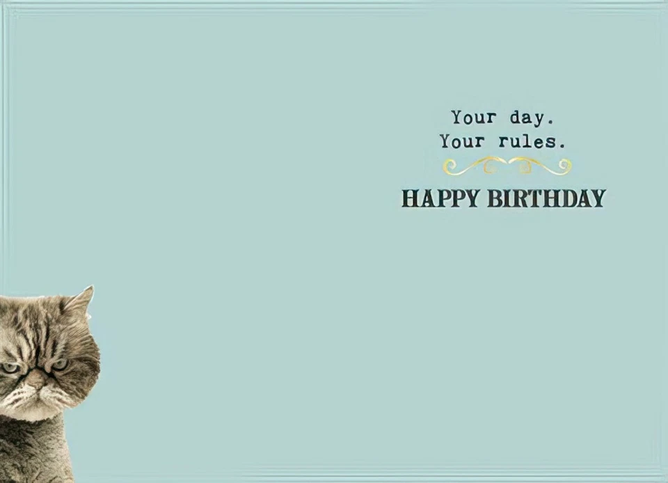 Birthday Card Whatdya Mean 'Share My Cake?' Humor Funny Sassy Cat Friend Her - Image 2 of 2